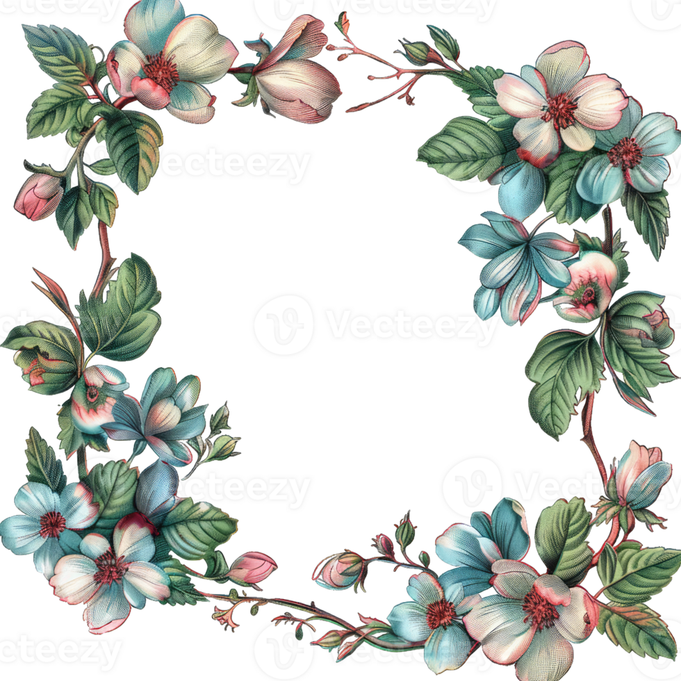 an illustration of flowers in a frame png