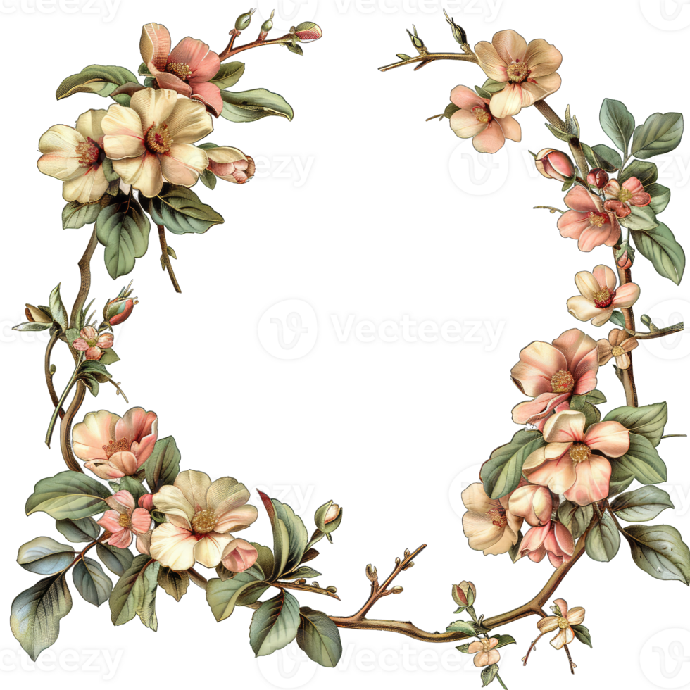 an illustration of flowers in a frame png
