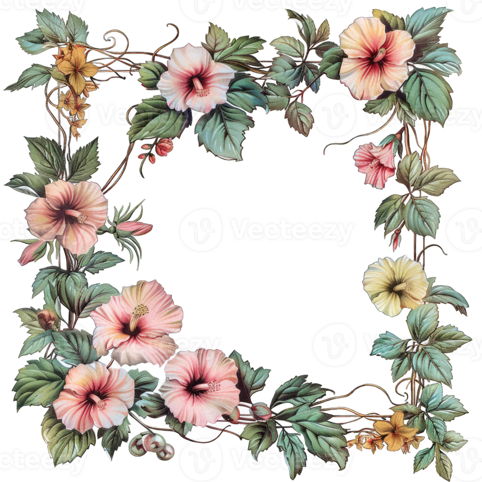 an illustration of flowers in a frame png
