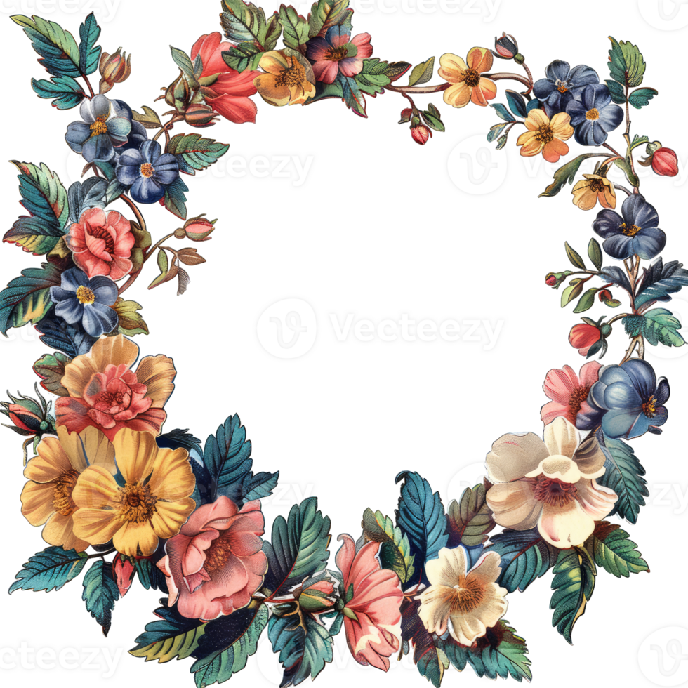 an illustration of flowers in a frame png