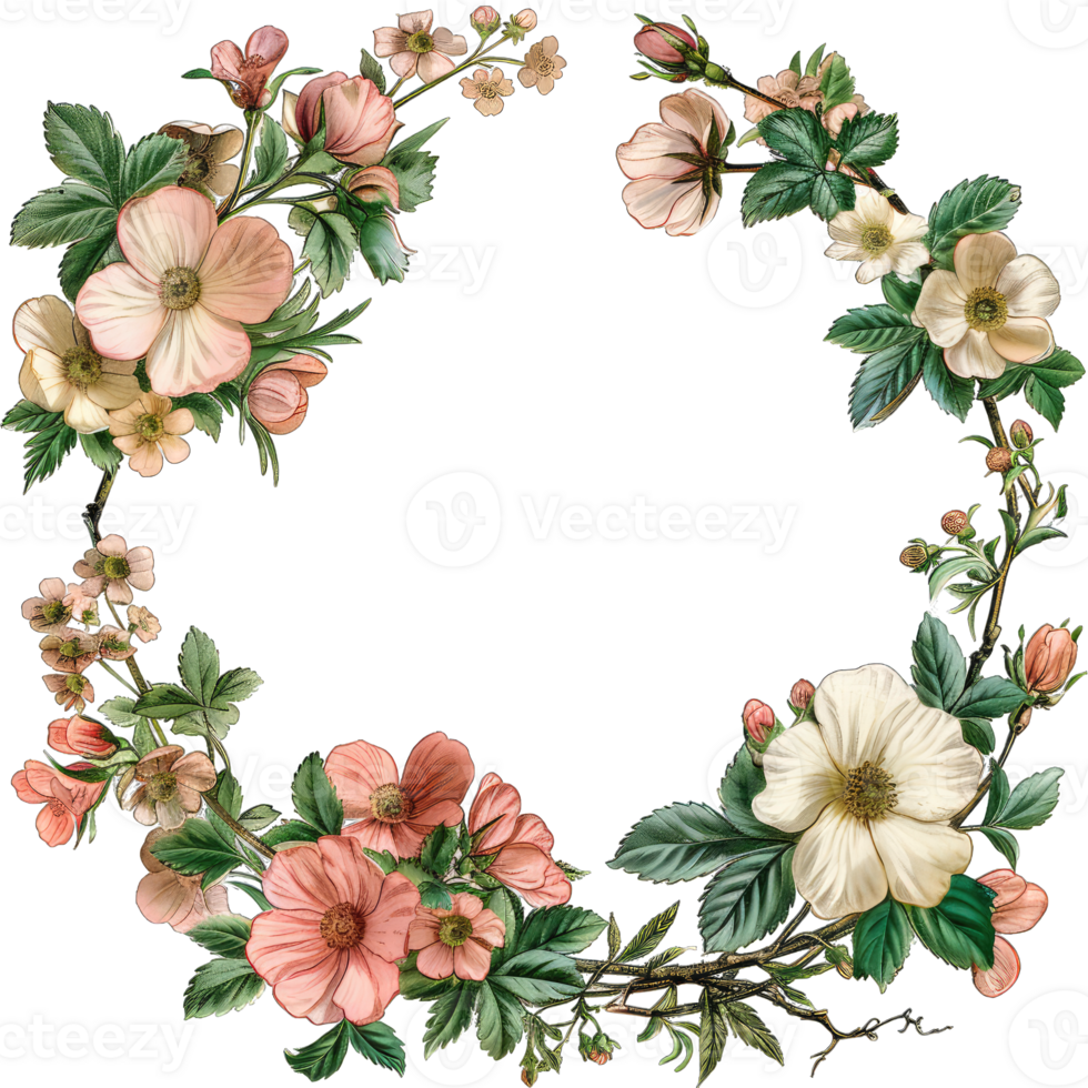 an illustration of flowers in a frame png