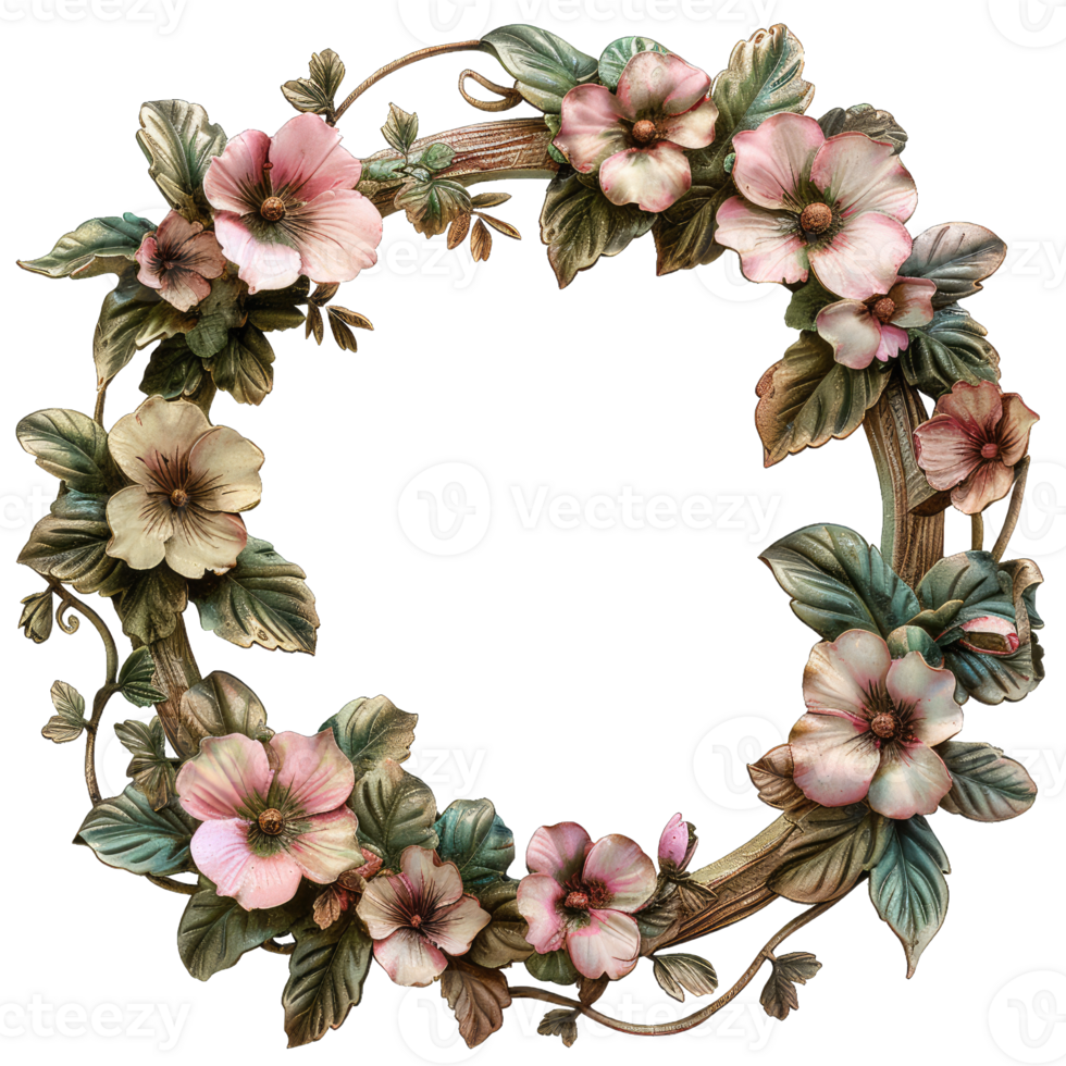 an illustration of flowers in a frame png