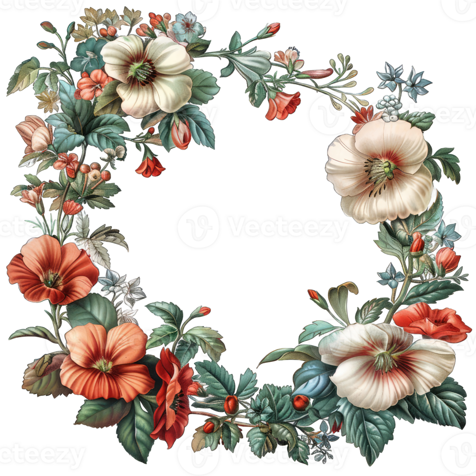 an illustration of flowers in a frame png