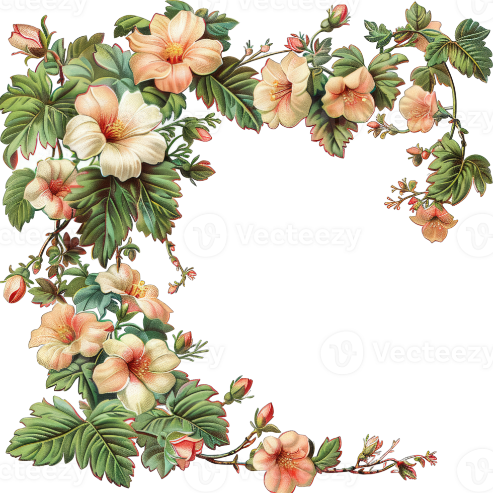 an illustration of flowers in a frame png