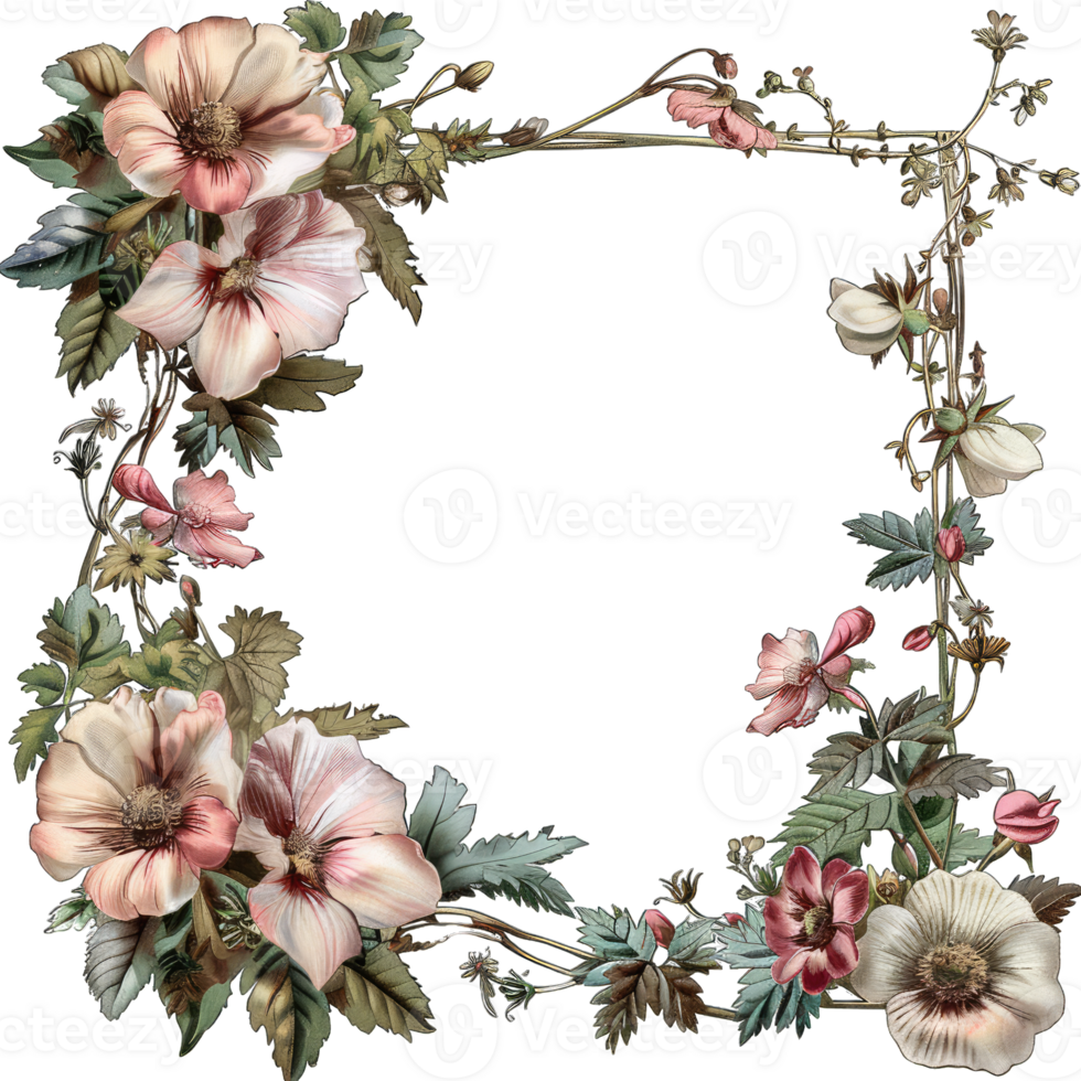 an illustration of flowers in a frame png