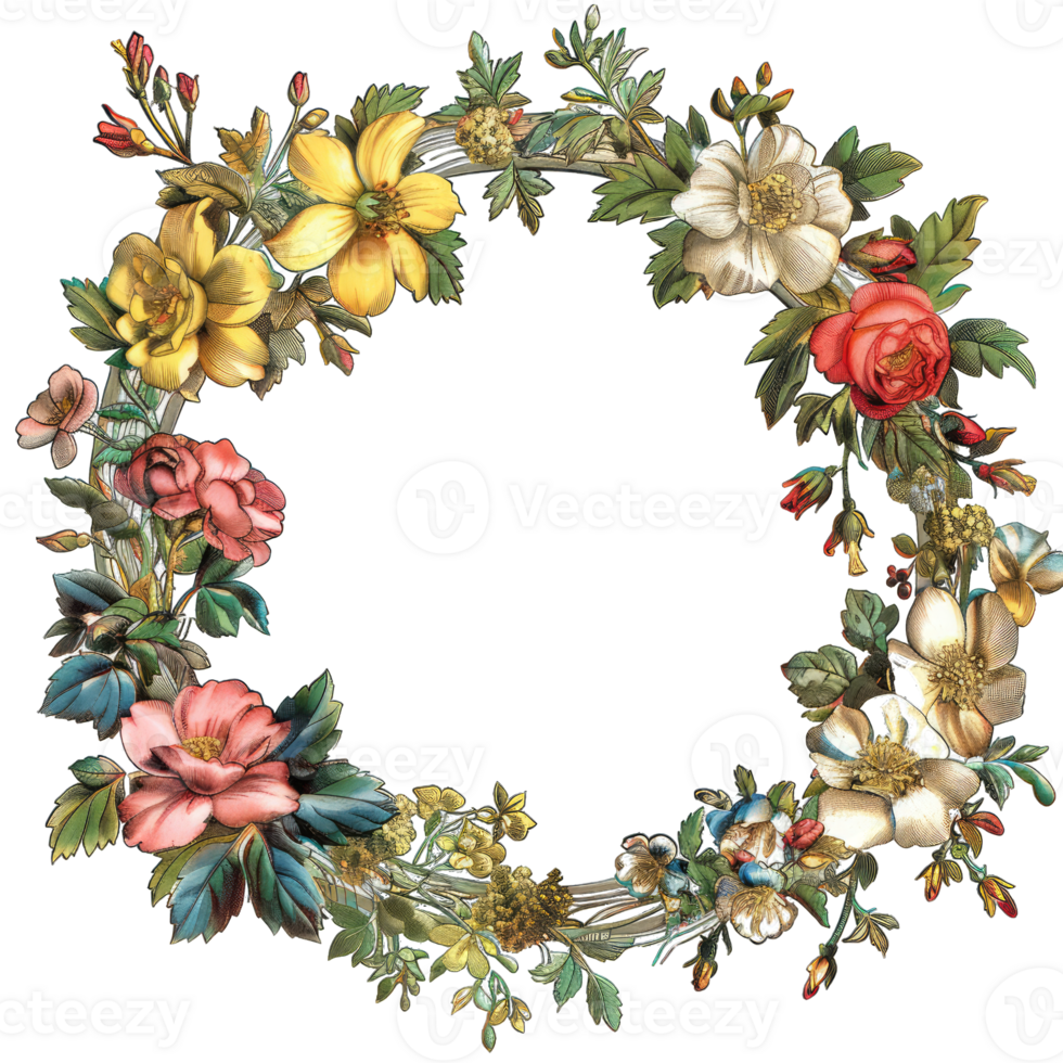 an illustration of flowers in a frame png