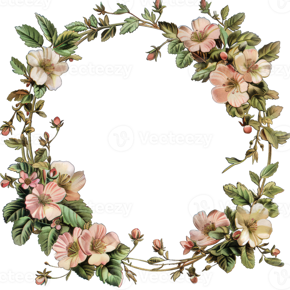 an illustration of flowers in a frame png