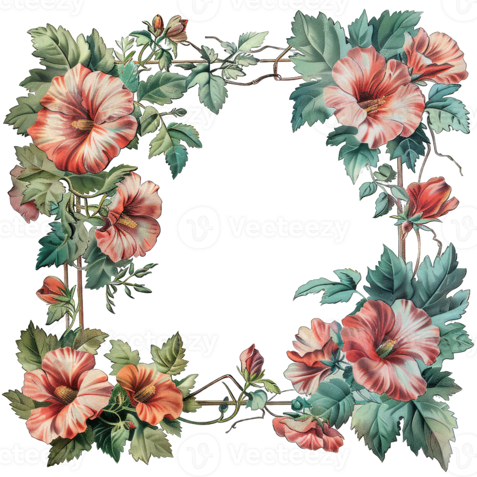 an illustration of flowers in a frame png