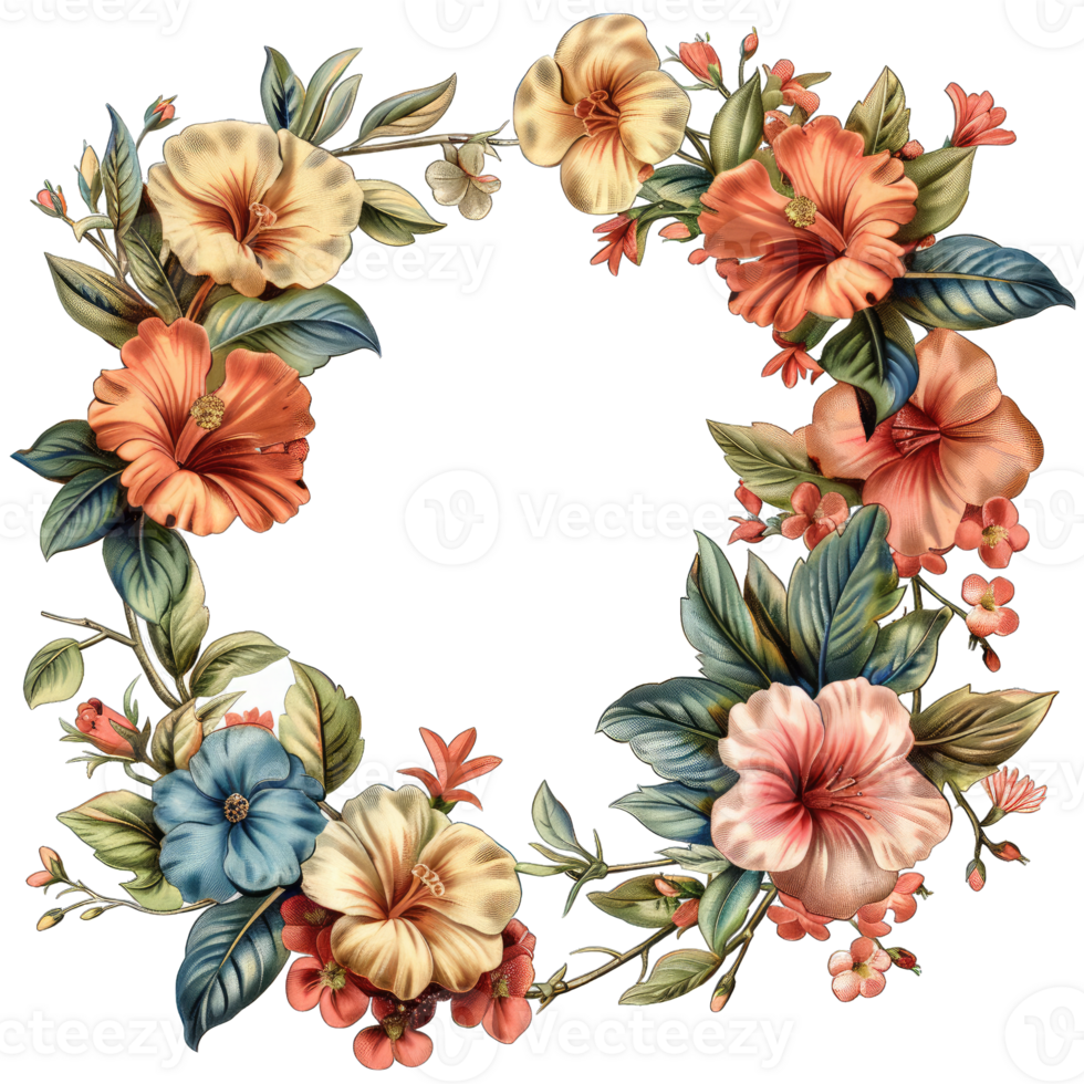 an illustration of flowers in a frame png
