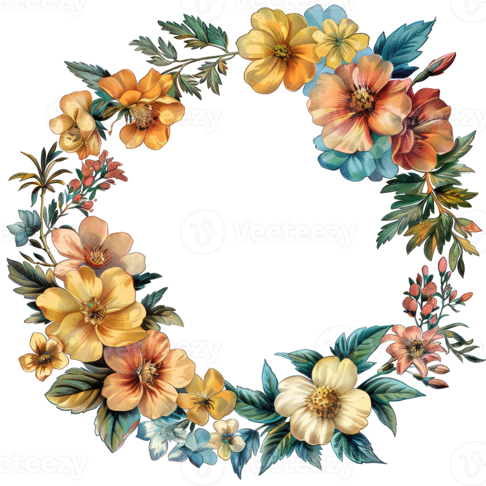 an illustration of flowers in a frame png