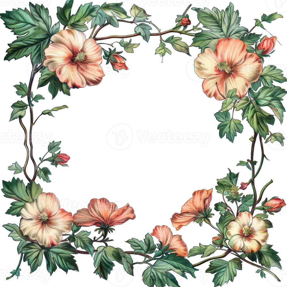 an illustration of flowers in a frame png