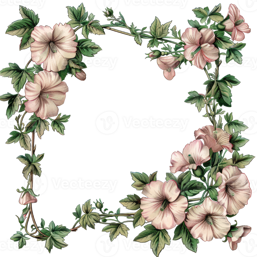 an illustration of flowers in a frame png