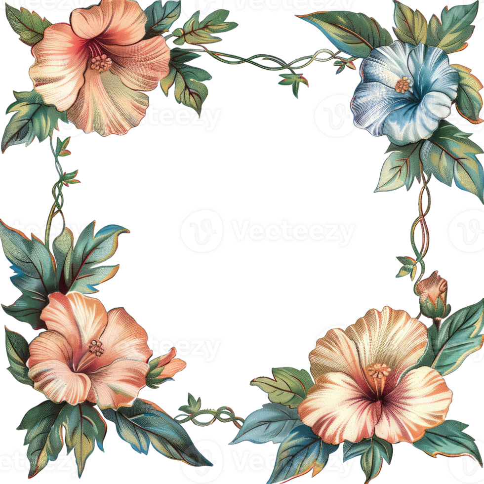 an illustration of flowers in a frame png