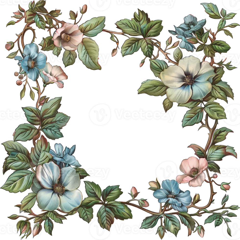 an illustration of flowers in a frame png