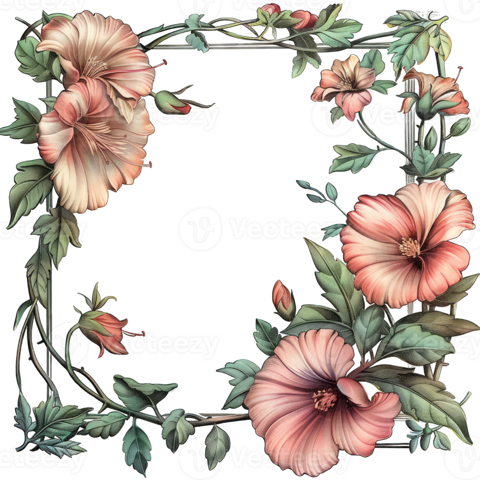 an illustration of flowers in a frame png