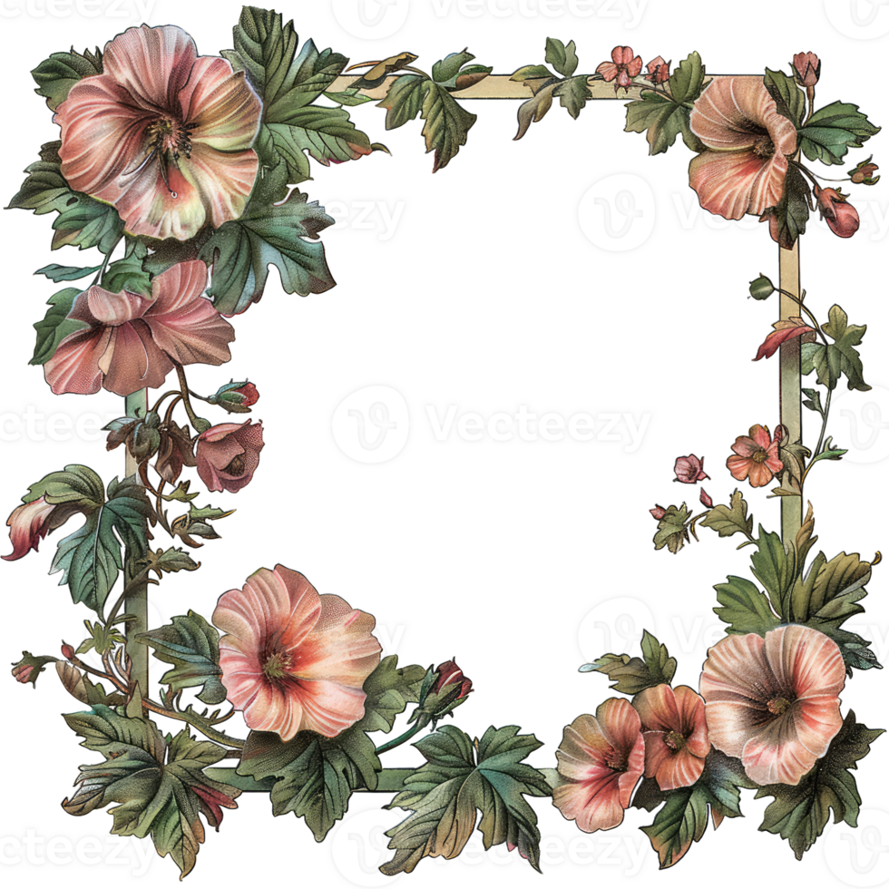 an illustration of flowers in a frame png