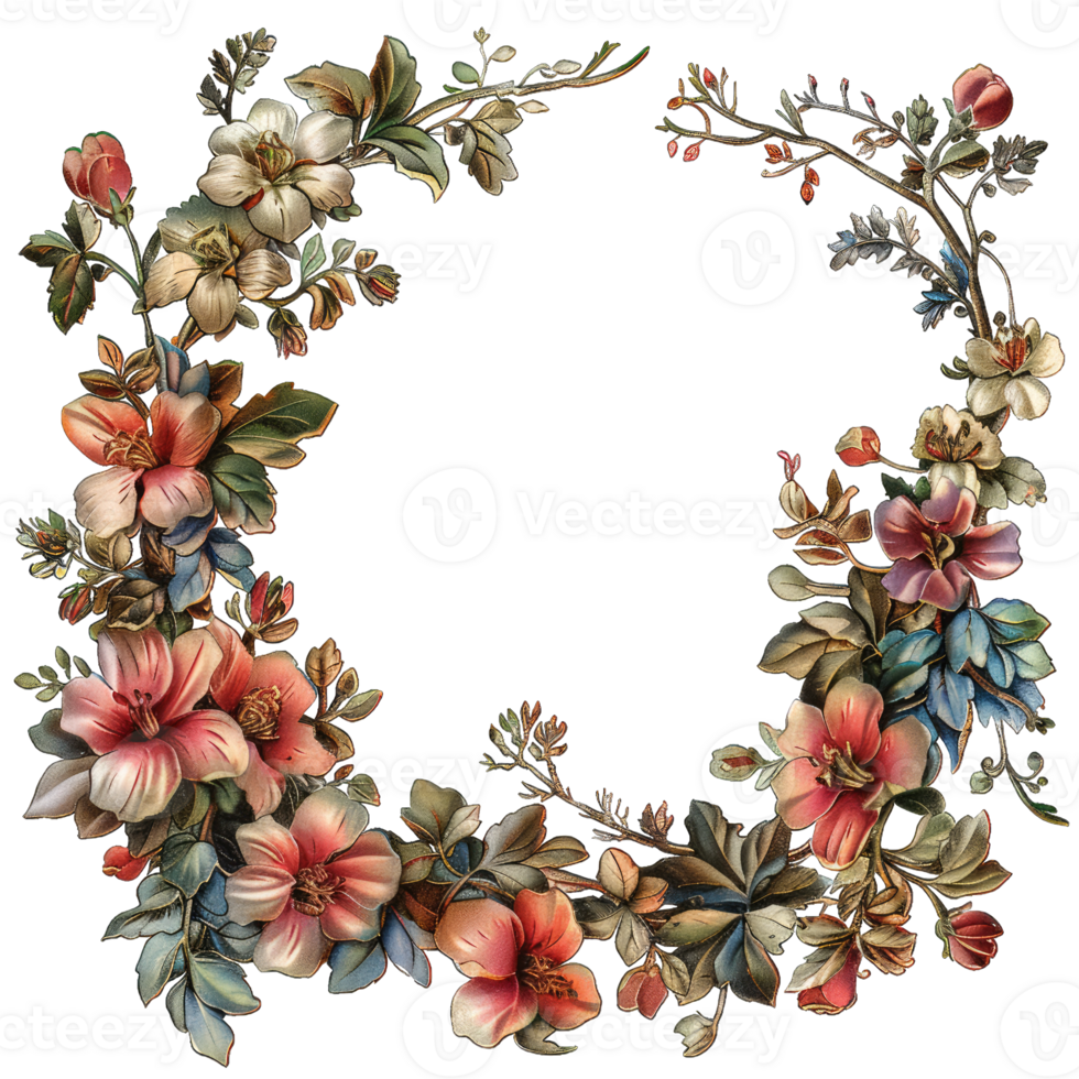 an illustration of flowers in a frame png