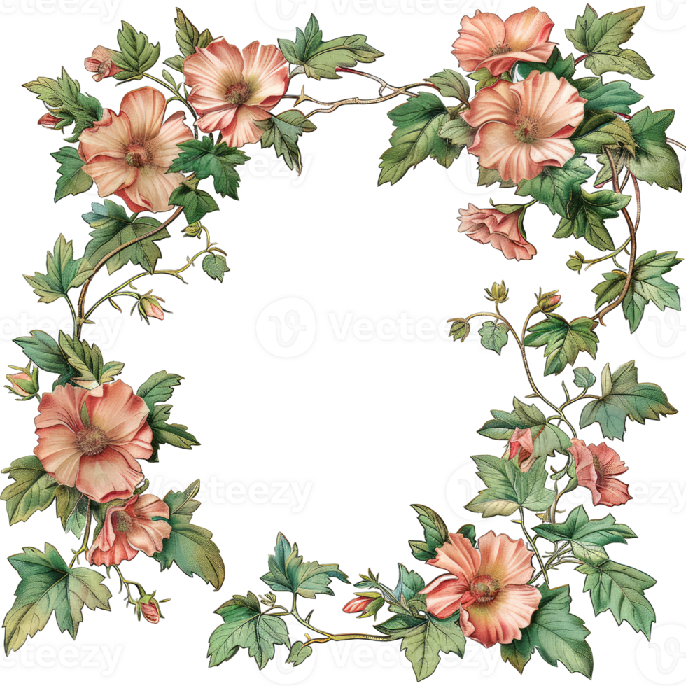 an illustration of flowers in a frame png