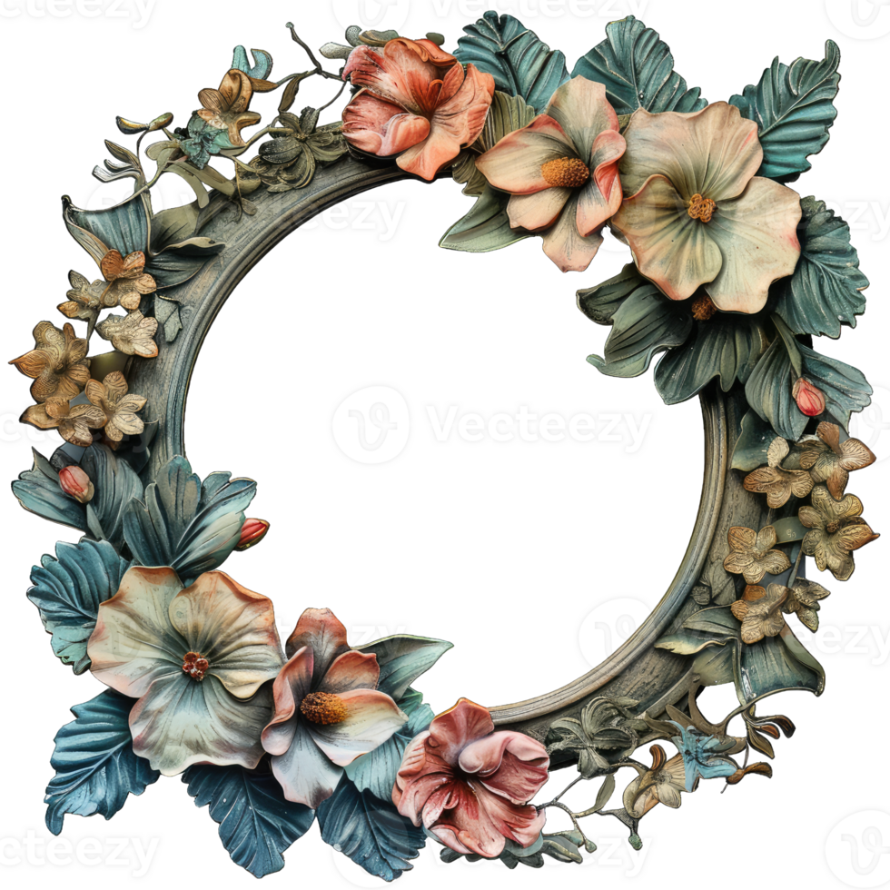 an illustration of flowers in a frame png