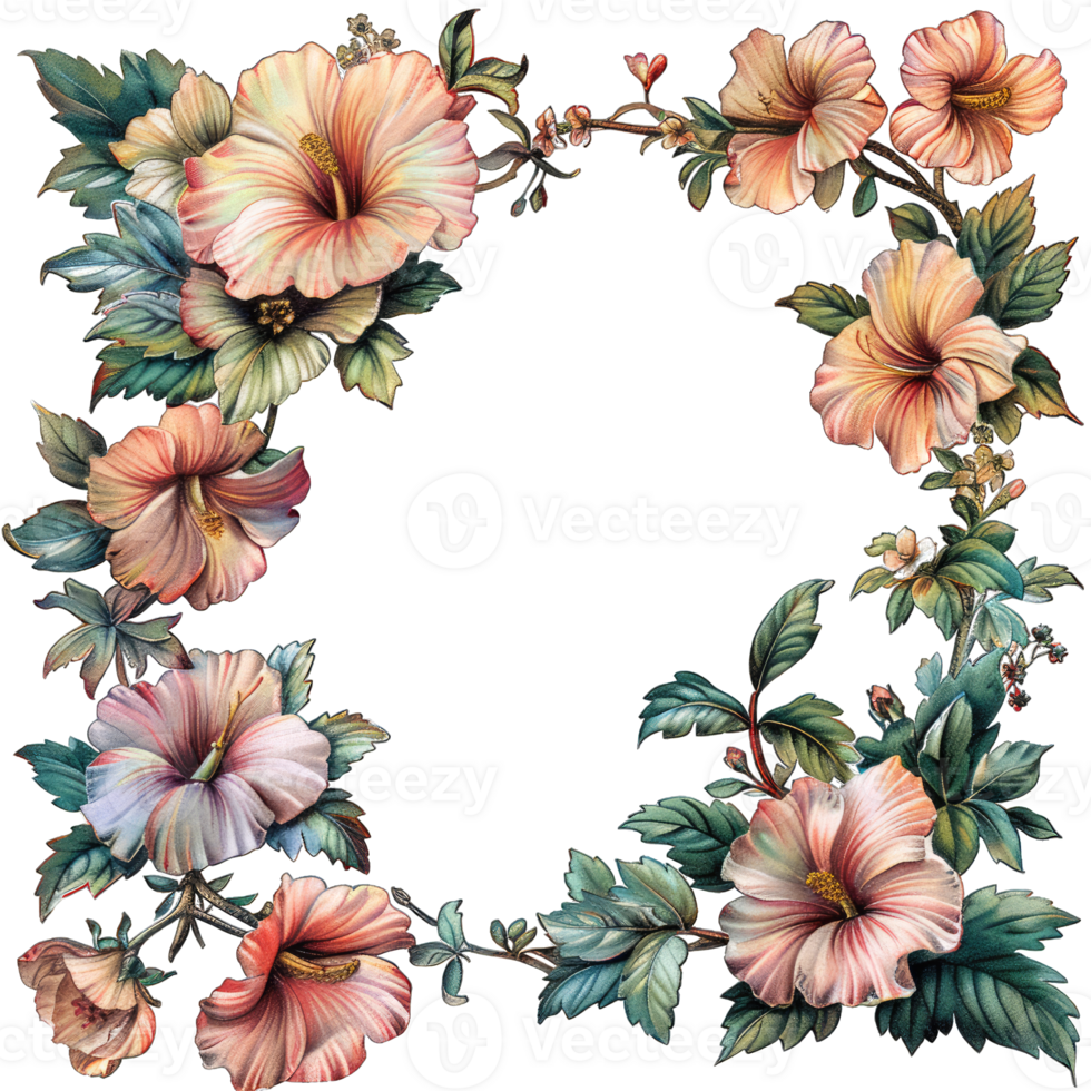 an illustration of flowers in a frame png