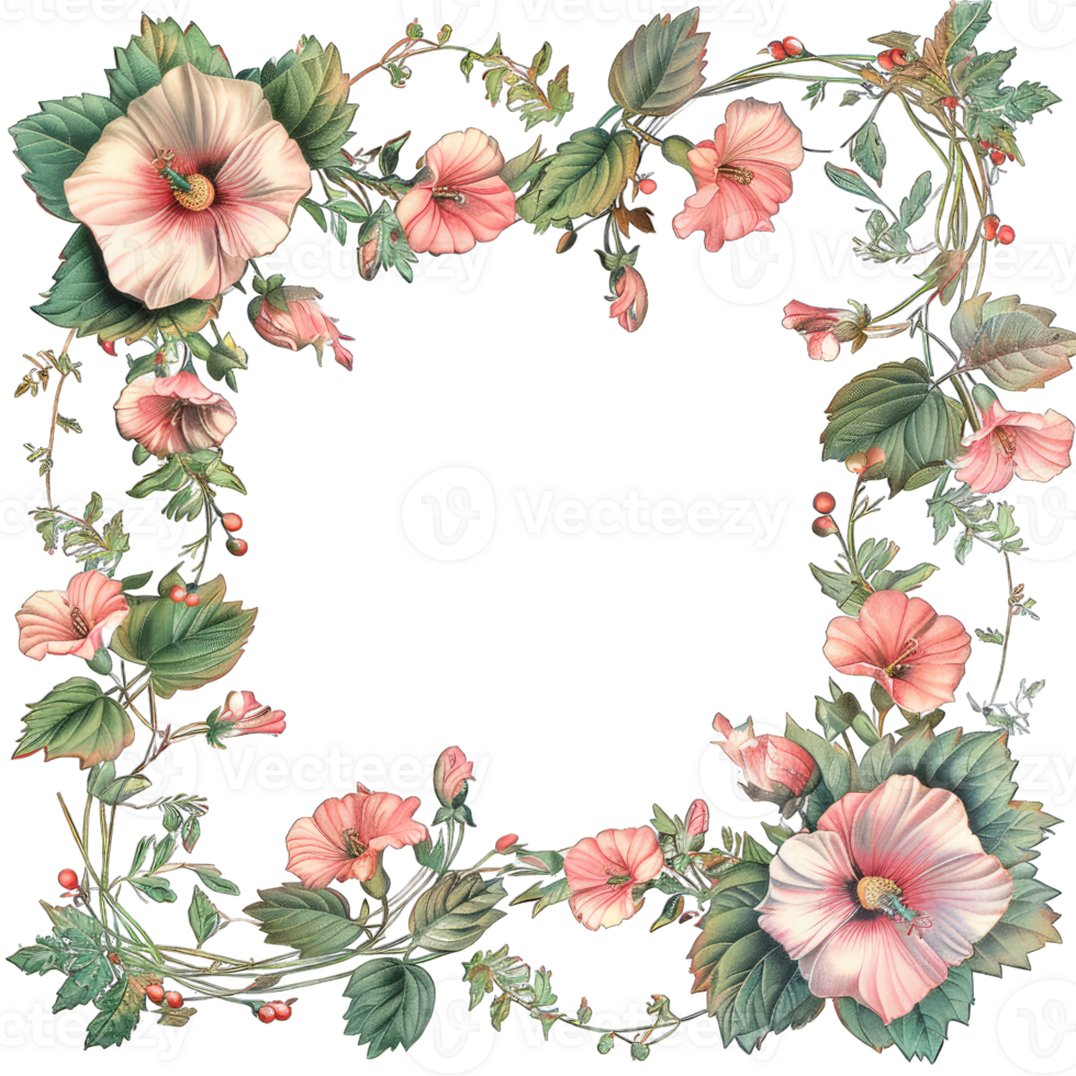 an illustration of flowers in a frame png