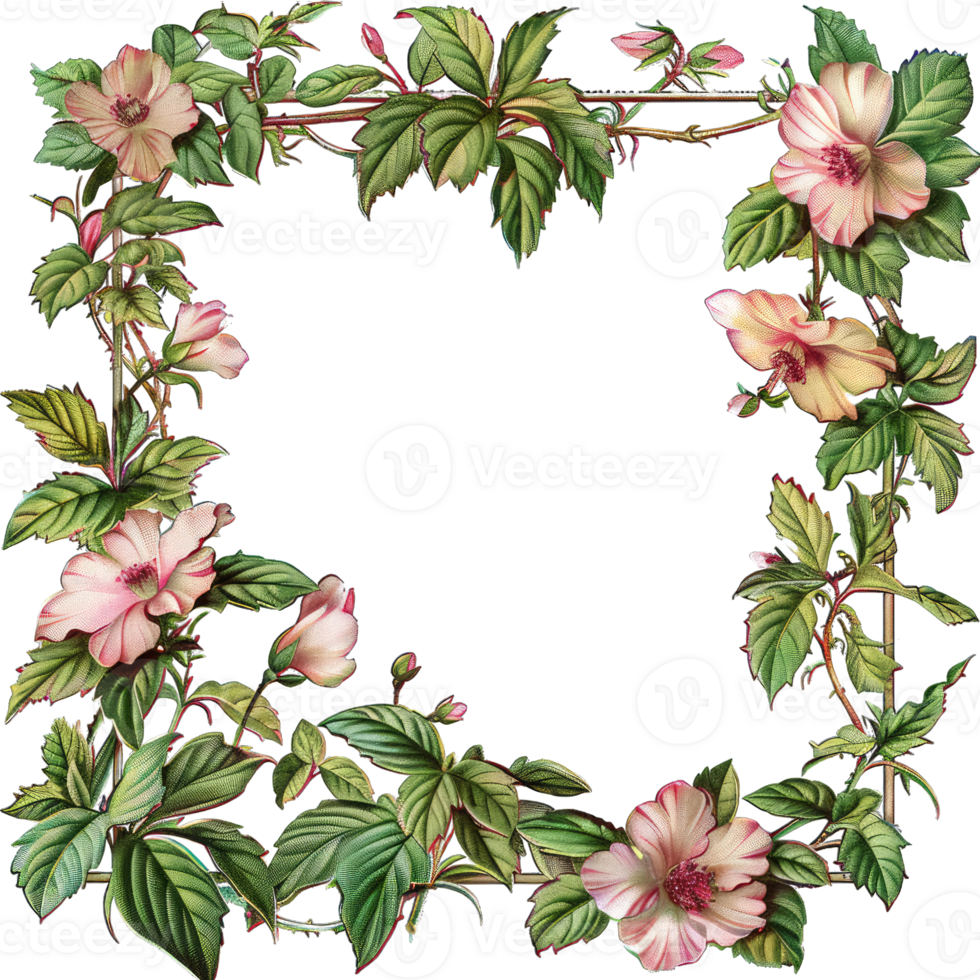 an illustration of flowers in a frame png