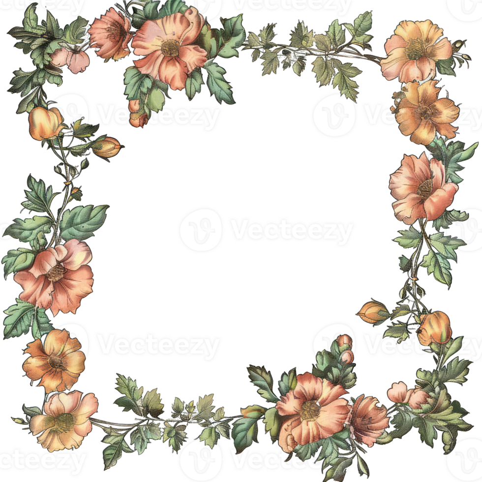 an illustration of flowers in a frame png