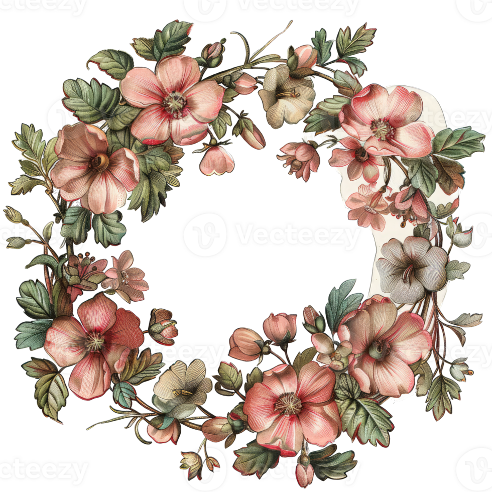 an illustration of flowers in a frame png