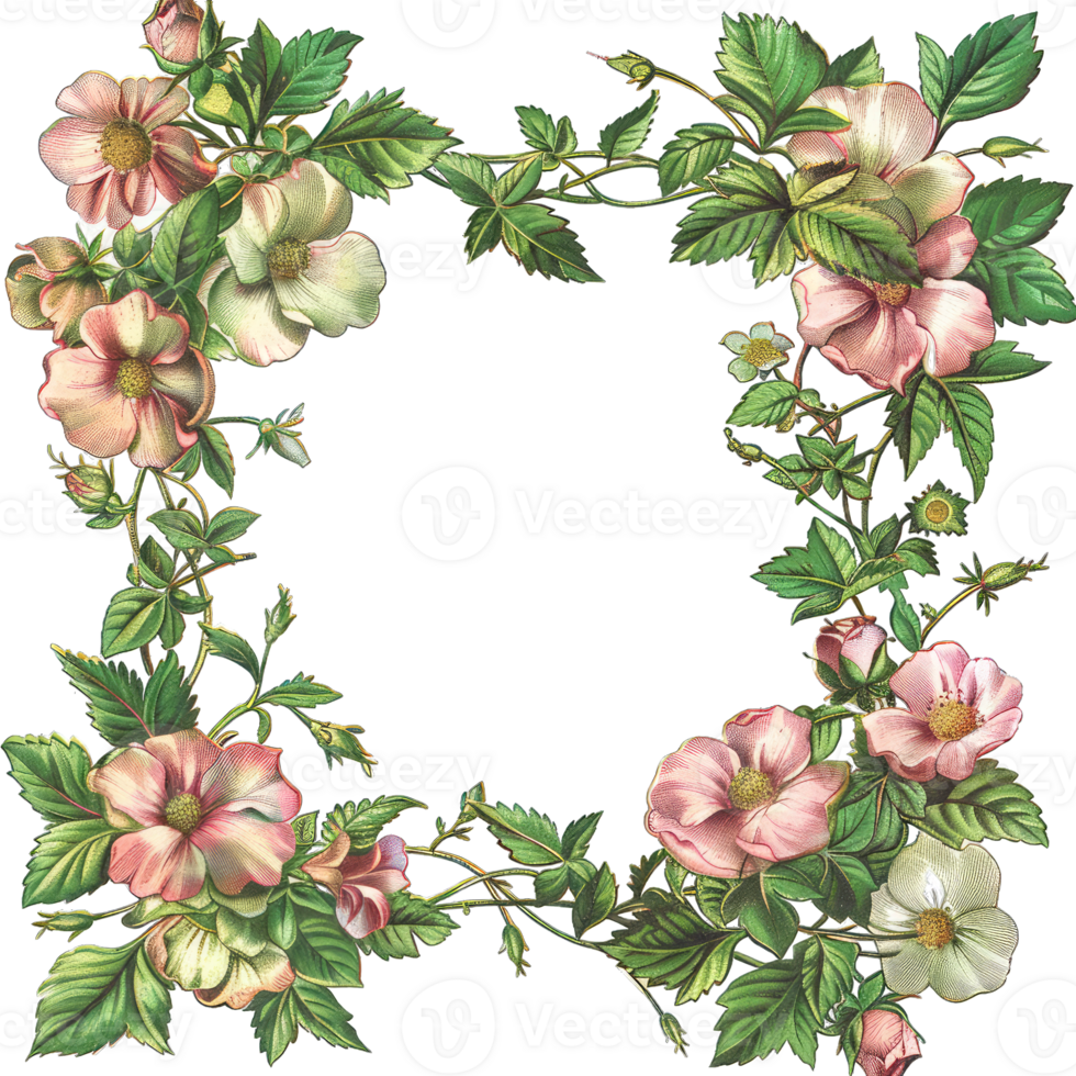 an illustration of flowers in a frame png