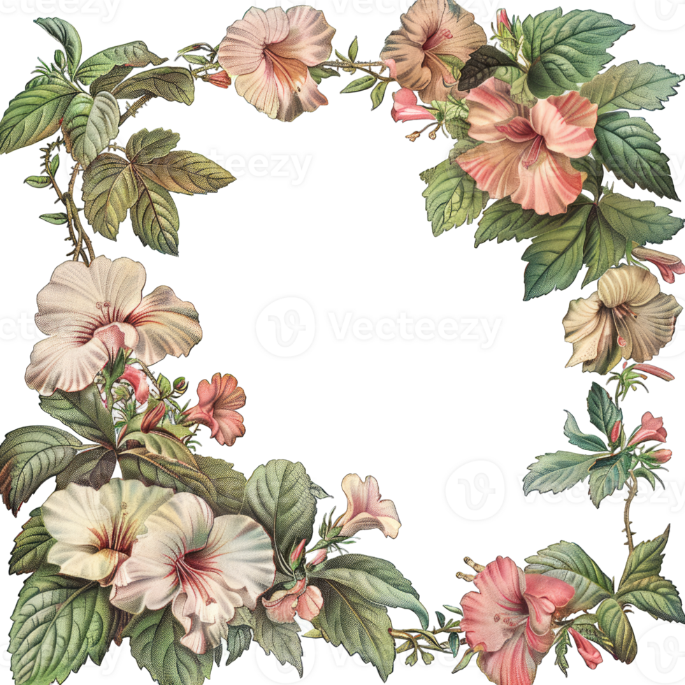 an illustration of flowers in a frame png