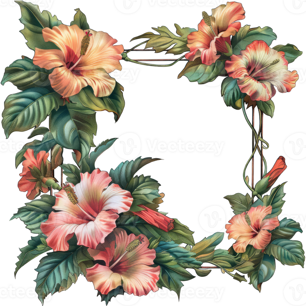 an illustration of flowers in a frame png