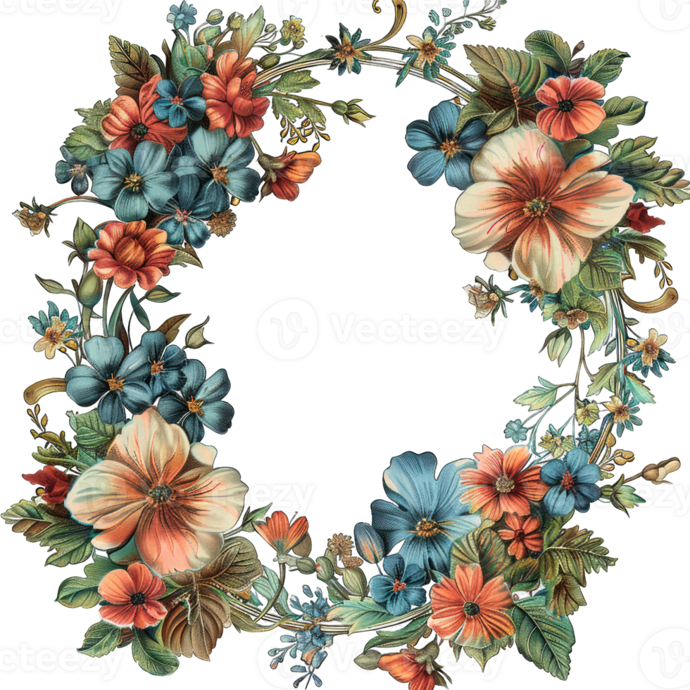 an illustration of flowers in a frame png