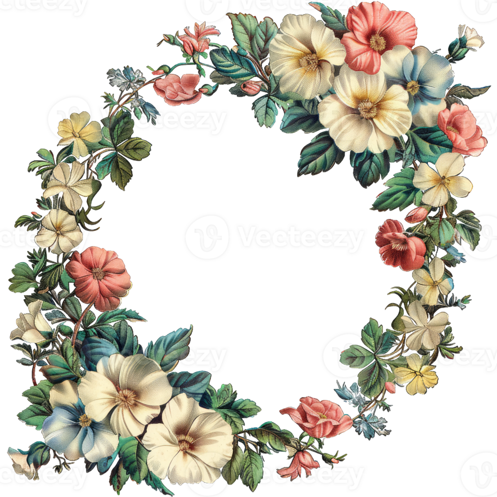 an illustration of flowers in a frame png