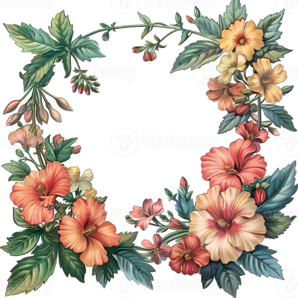an illustration of flowers in a frame png