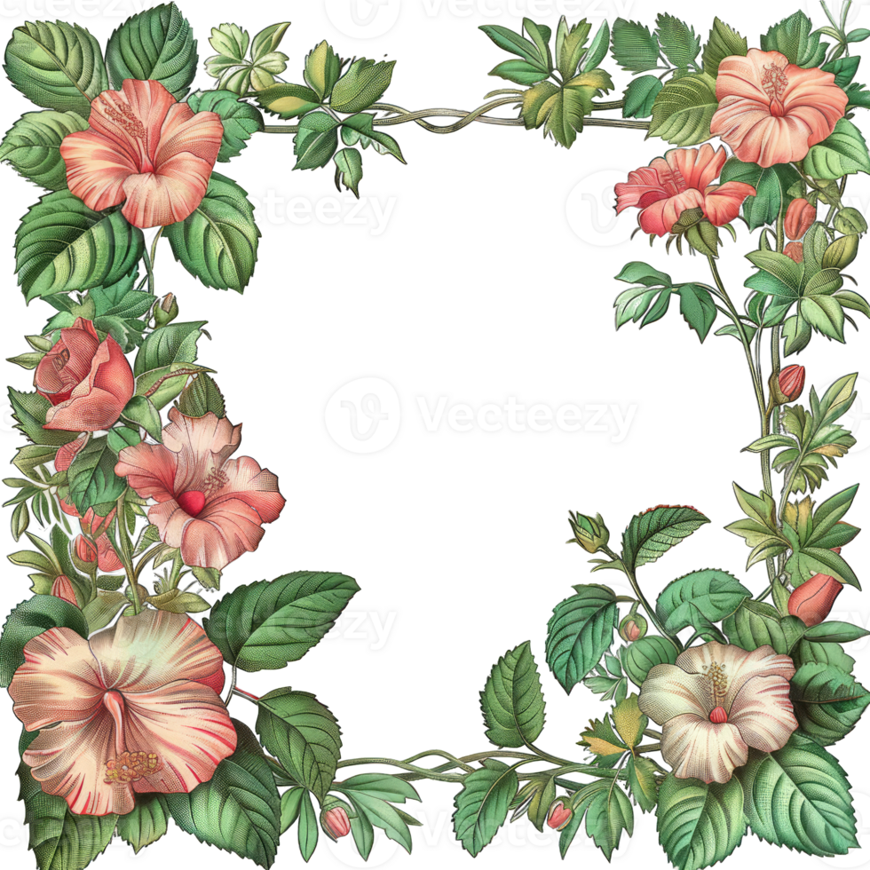an illustration of flowers in a frame png