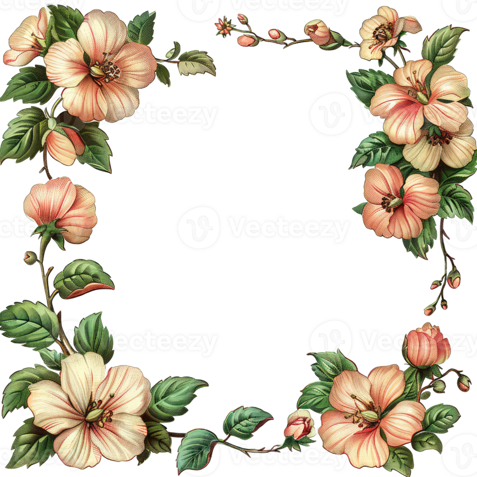 an illustration of flowers in a frame png