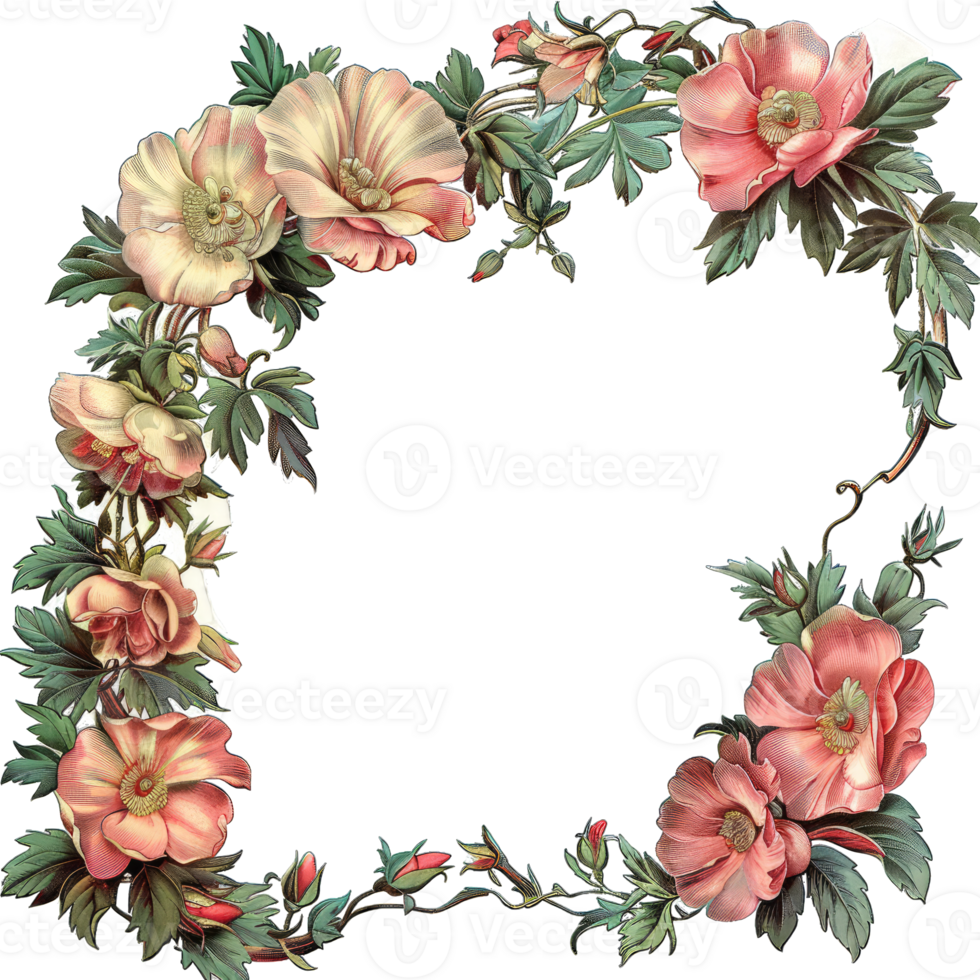 an illustration of flowers in a frame png
