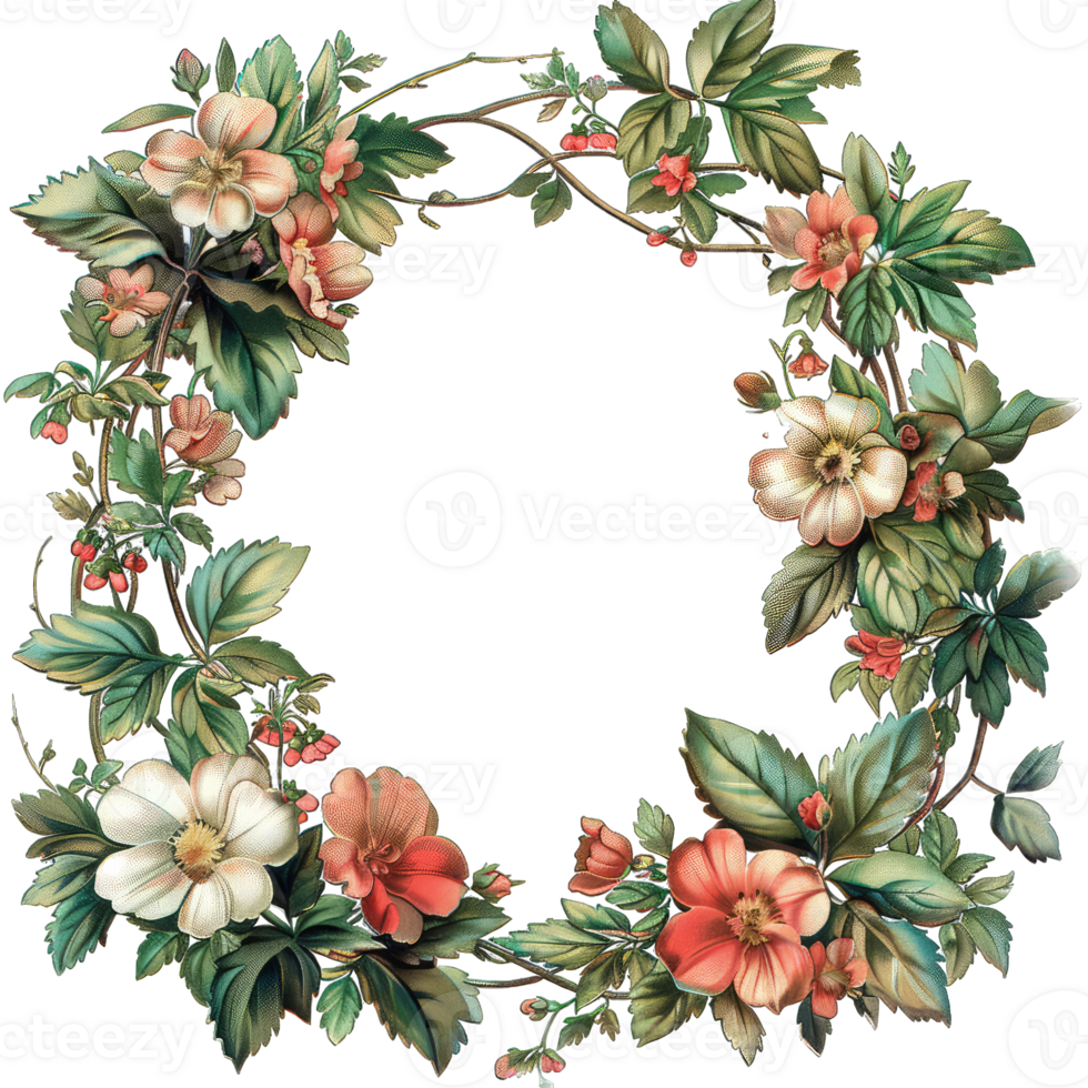 an illustration of flowers in a frame png