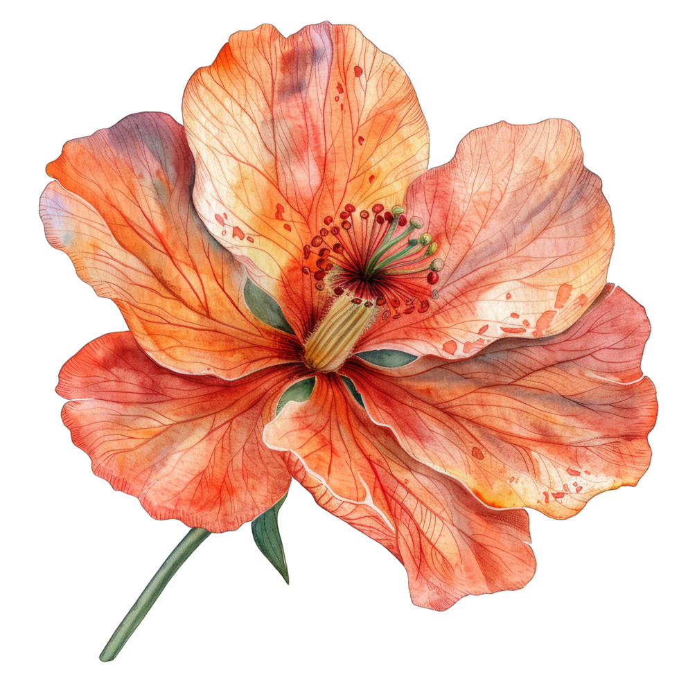 watercolor flower with blots and paint splatters png