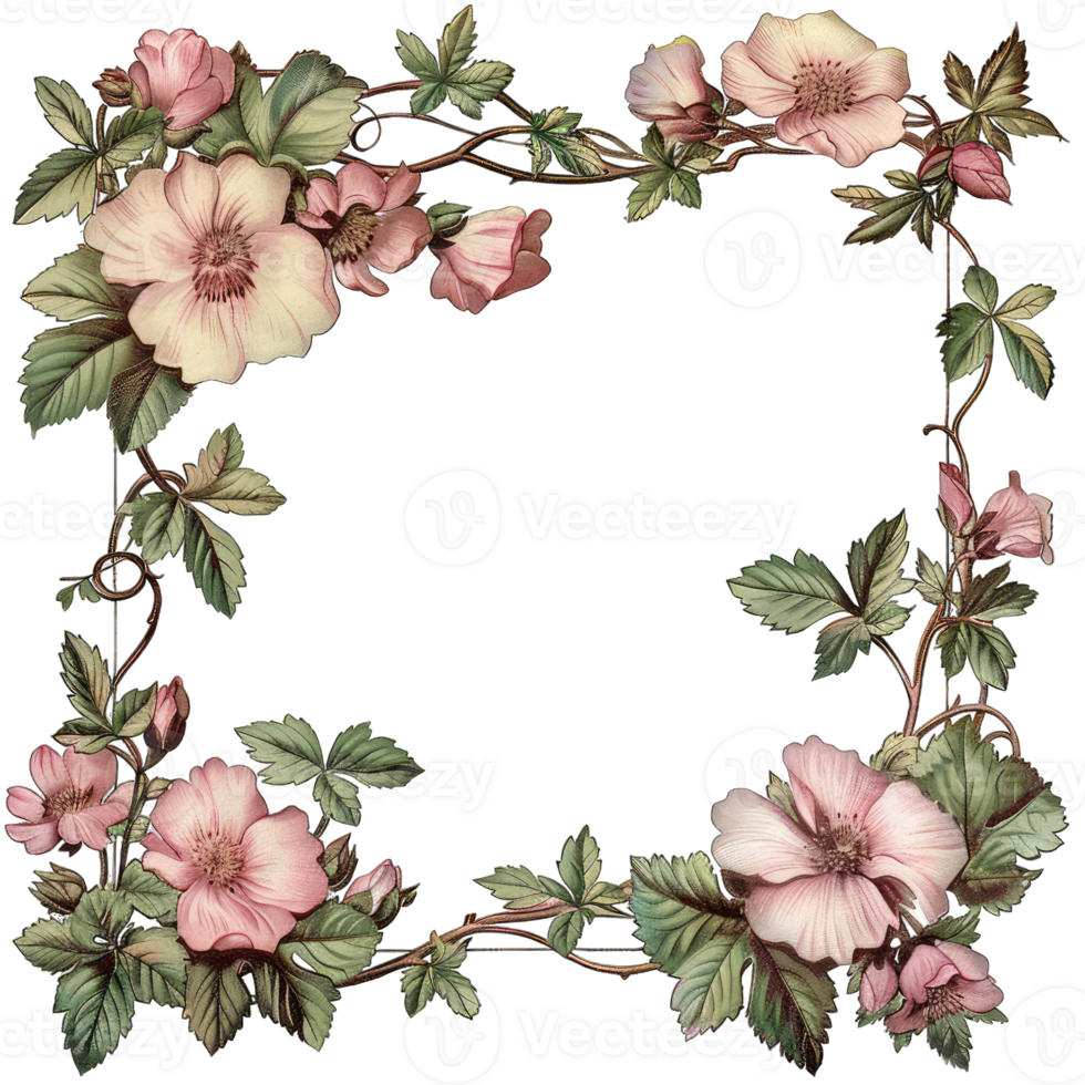 an illustration of flowers in a frame png