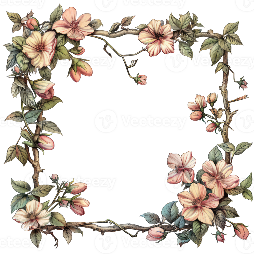 an illustration of flowers in a frame png