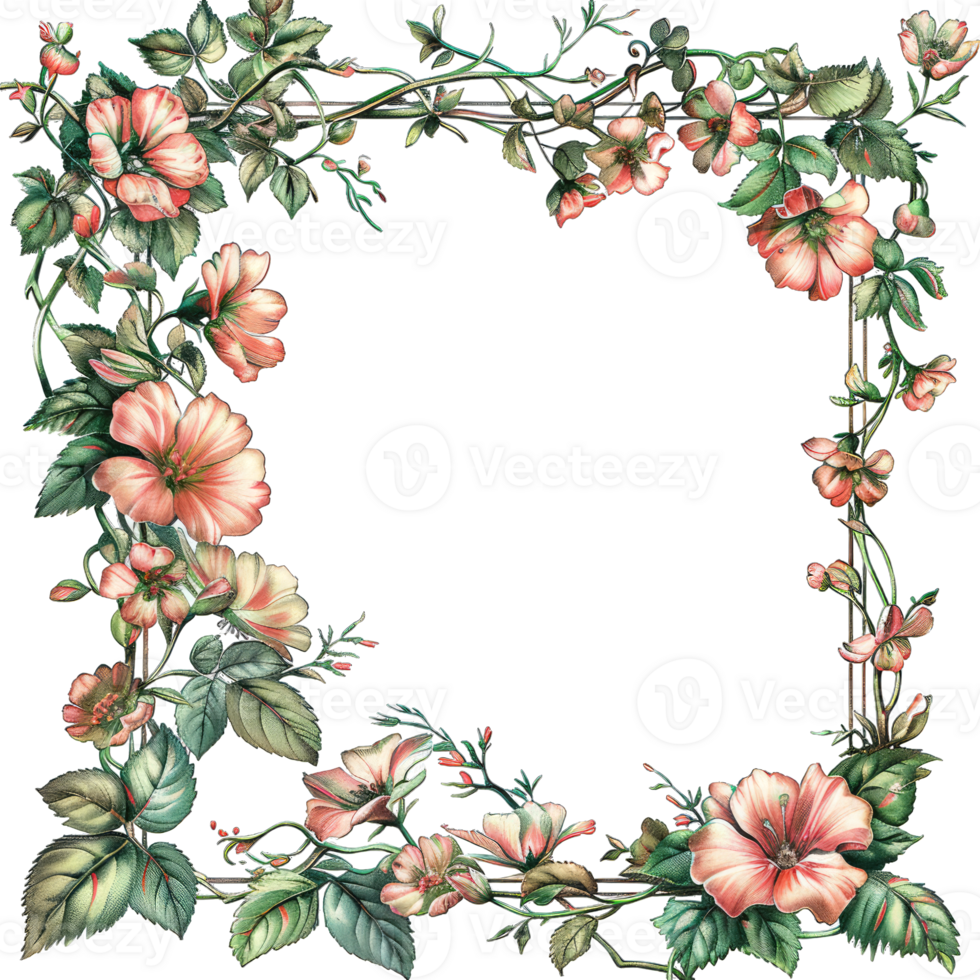 an illustration of flowers in a frame png