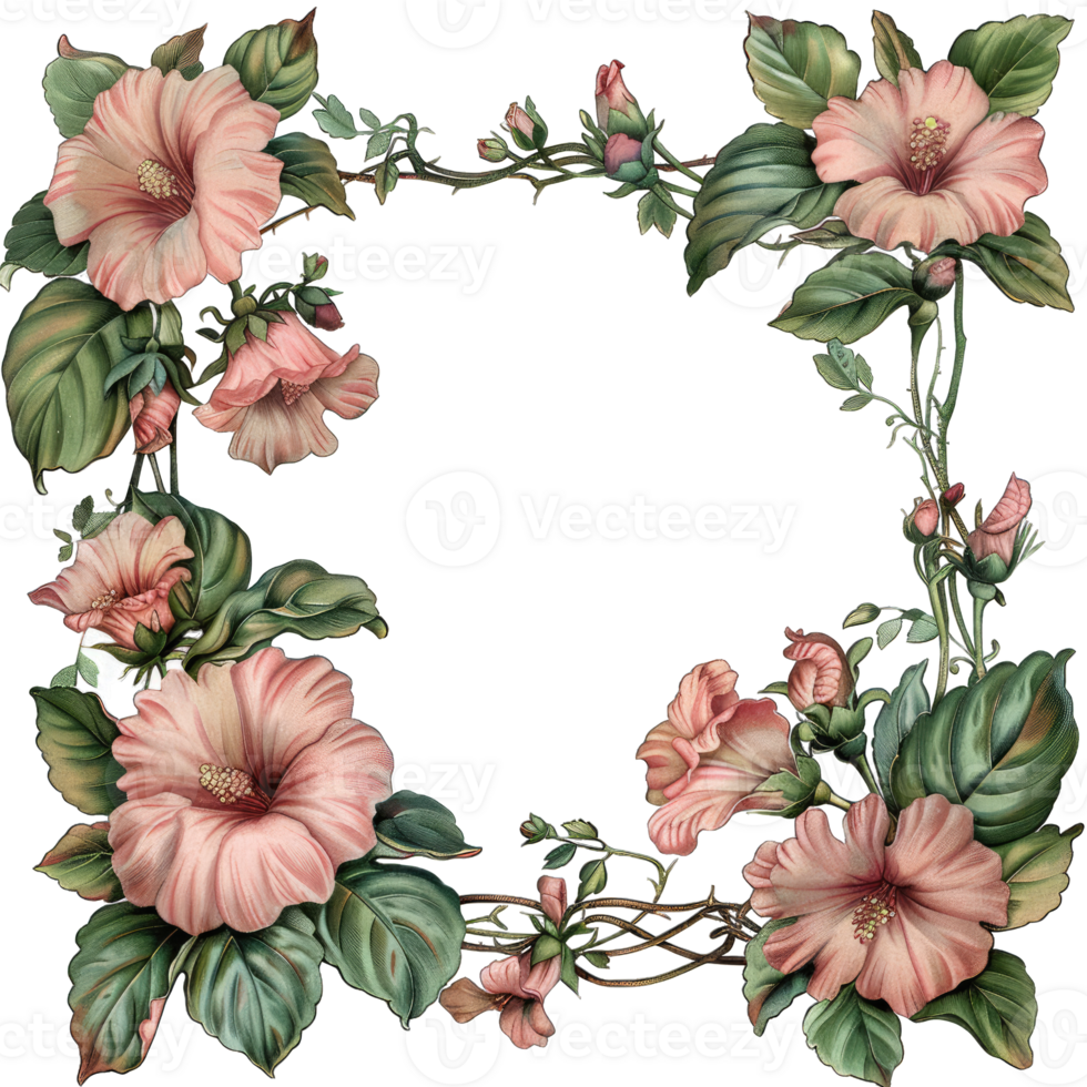 an illustration of flowers in a frame png
