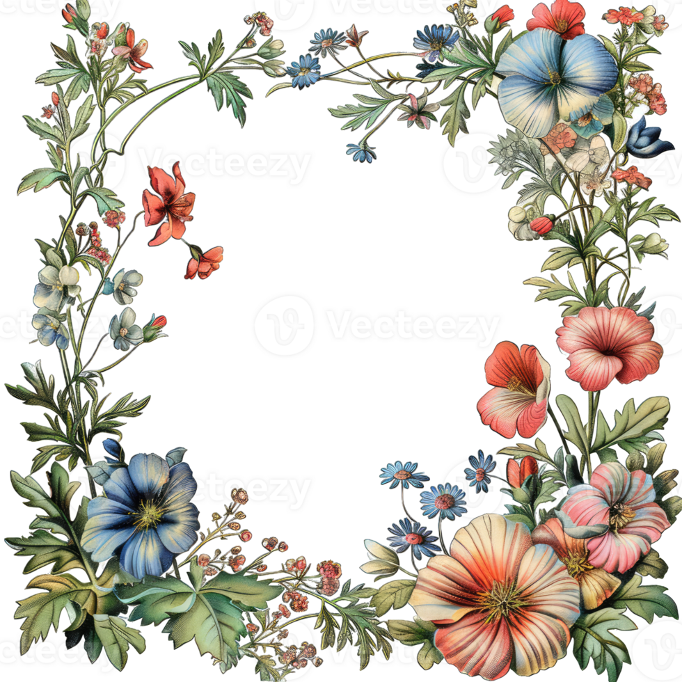 an illustration of flowers in a frame png