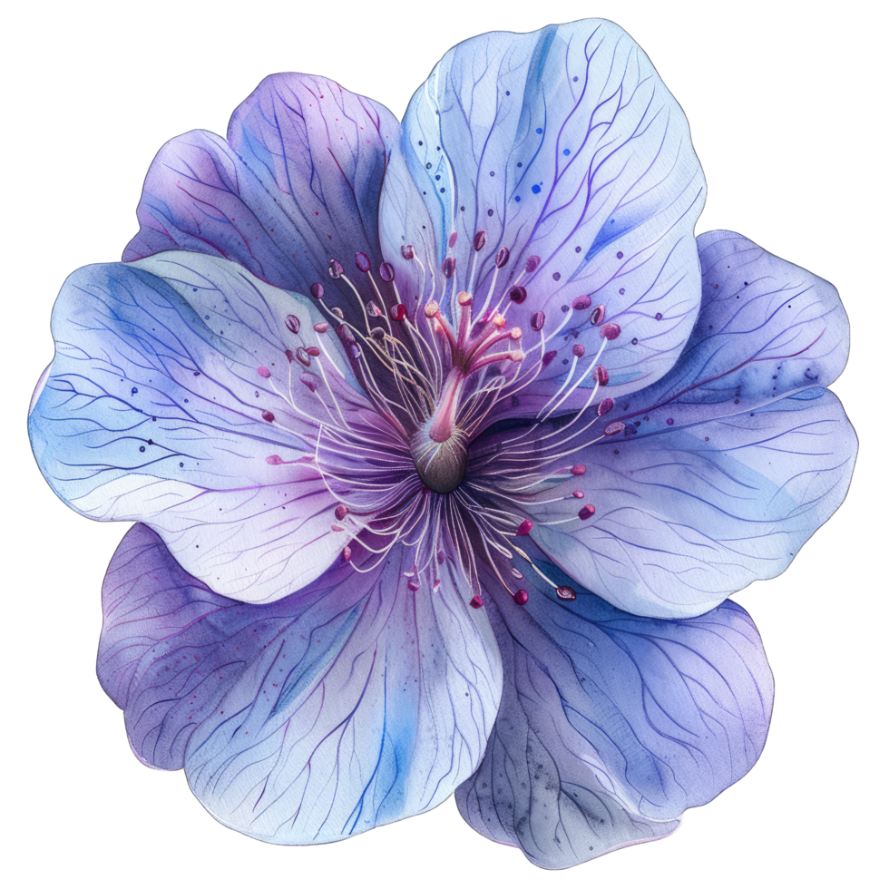 watercolor flower with blots and paint splatters png
