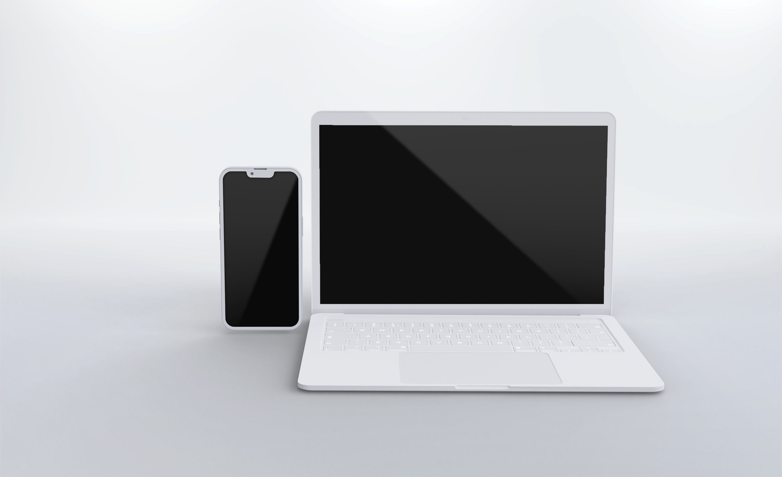 Realistic clay laptop with front view mockup design psd