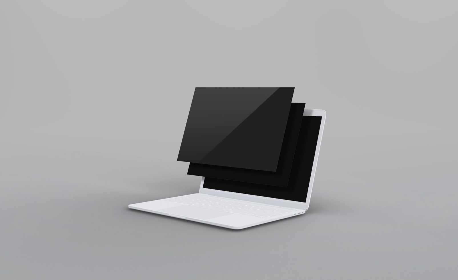 Realistic clay laptop with front view mockup design psd