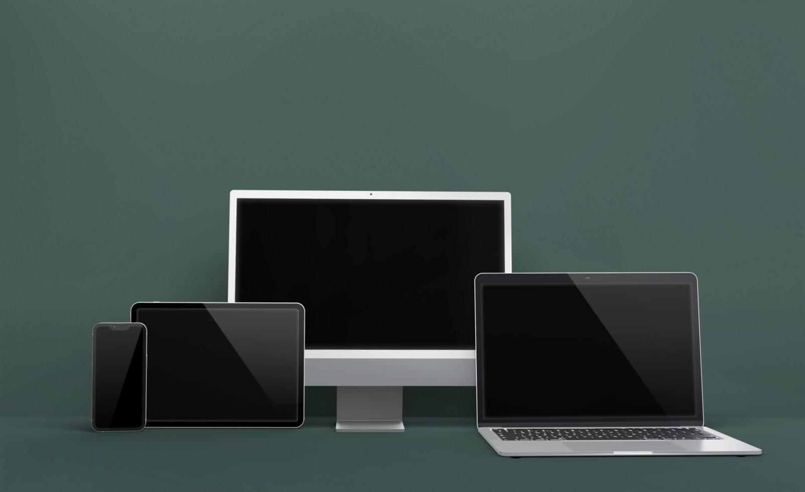 Realistic laptop, phone, pad, computer mockup design isolated render psd