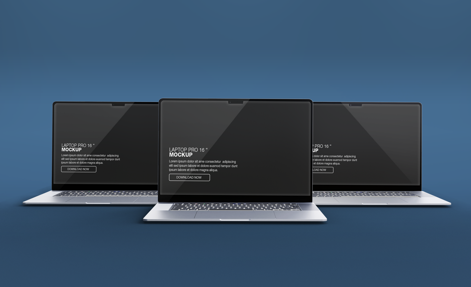 Realistic laptop pro with front view mockup design isolated psd
