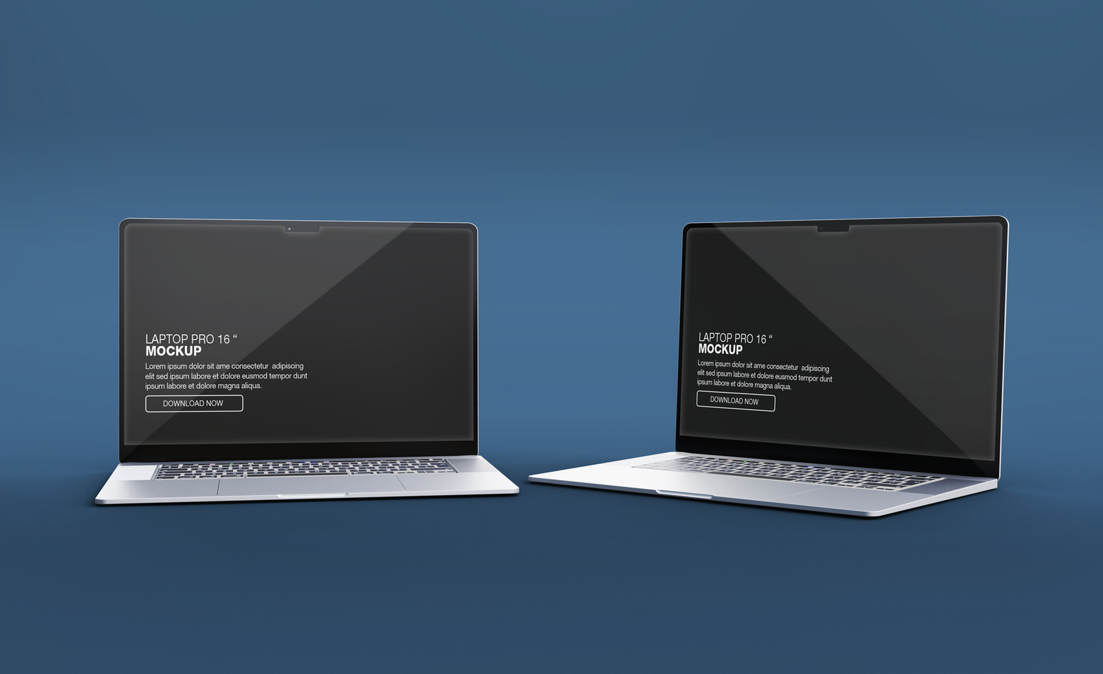 Realistic laptop pro with front view mockup design isolated psd